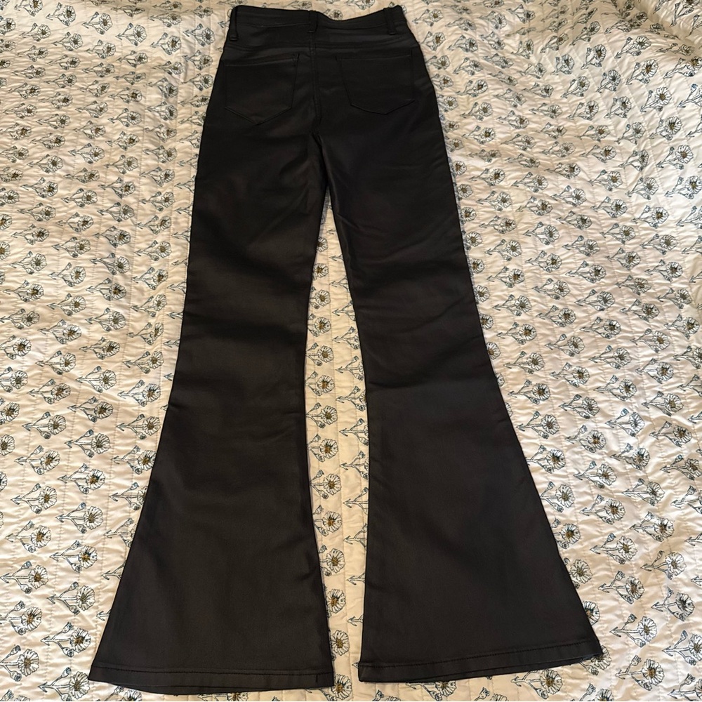 Edikted Black Leather High Waist Flare Pants - Picture 11 of 14